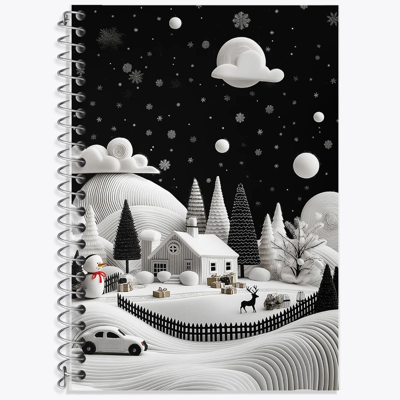 دفتر لغت 50 برگ خندالو طرح منظره برفی کد F10016