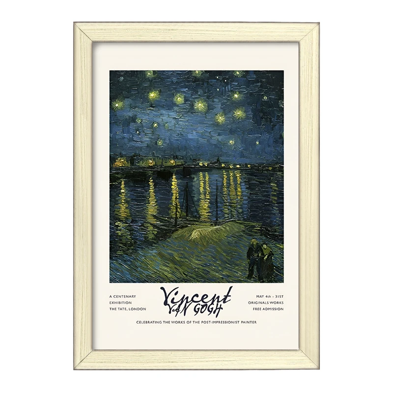 تابلو خندالو طرح شب پرستاره برفراز رن ونسان ونگوگ کد F13889