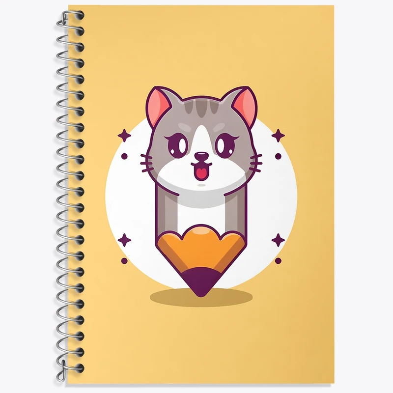 دفتر زبان 50 برگ خندالو مدل سه خط طرح گربه مدادی کد N7146