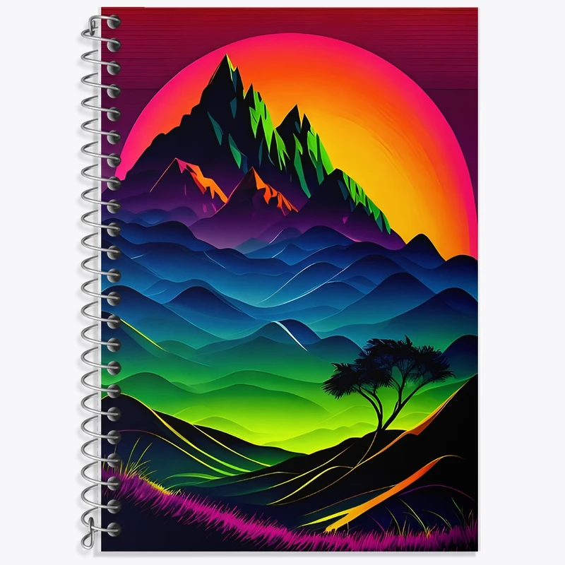 دفتر زبان 50 برگ خندالو مدل سه خط طرح منظره کوه کد F9966