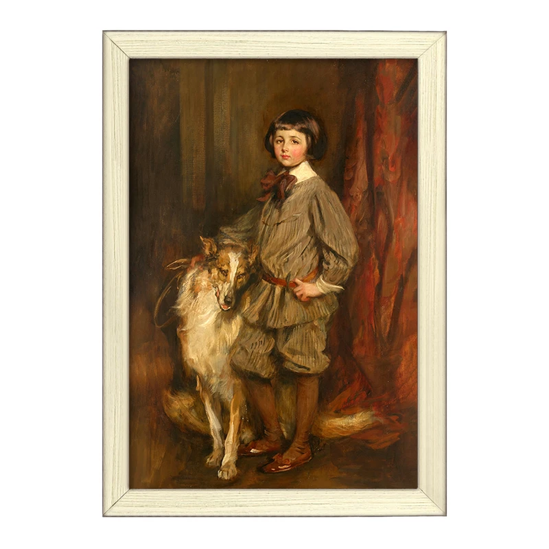 تابلو خندالو طرح نقاشی مردیث هاولند با سگش اثر جیمز جبوسا شانون       کد F12482