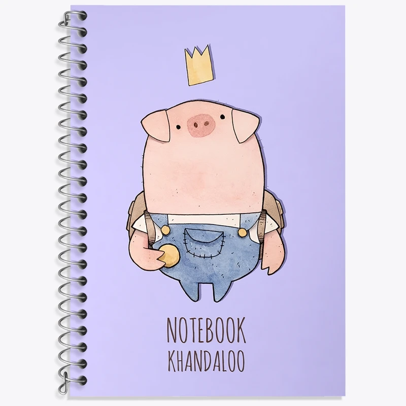 دفتر زبان 50 برگ خندالو مدل سه خط طرح خوک بامزه کد N7777