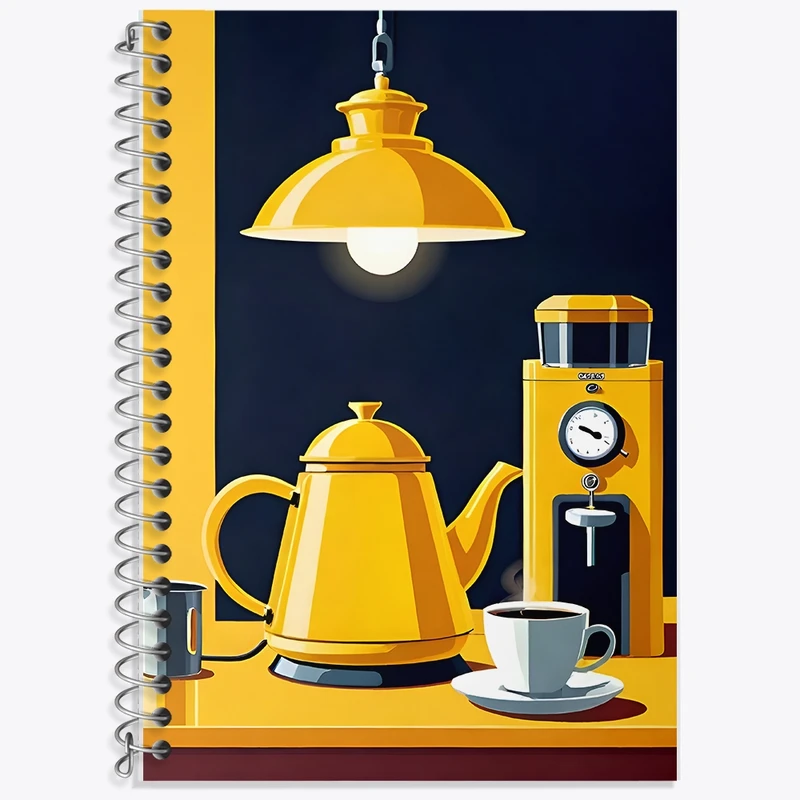 دفتر زبان 50 برگ خندالو مدل سه خط طرح قهوه (Coffee) کد F10396