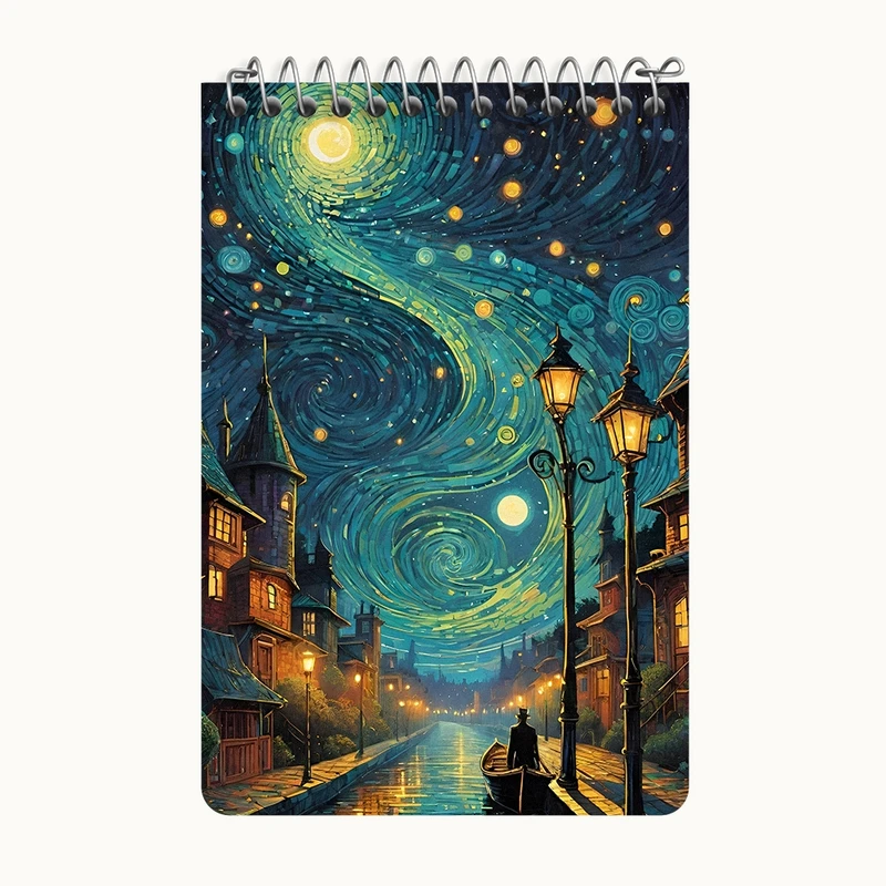 دفتر یادداشت 50 برگ خندالو طرح شب پر ستاره کد F10720