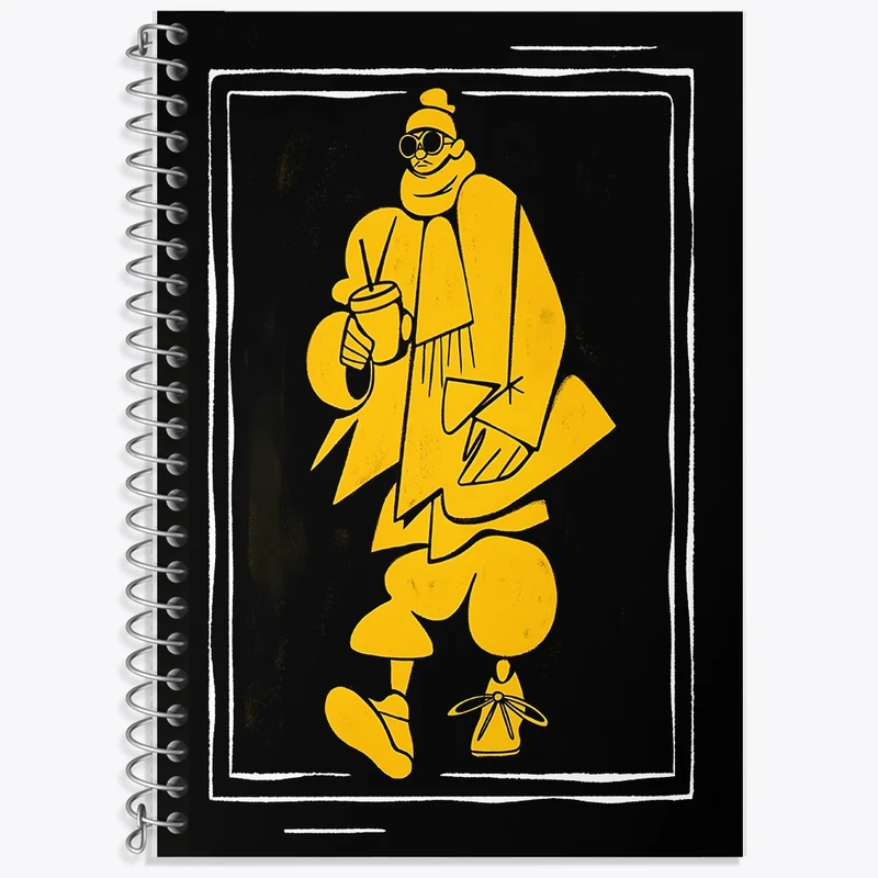 دفتر زبان 50 برگ خندالو مدل سه خط طرح پسر و قهوه کد F9748