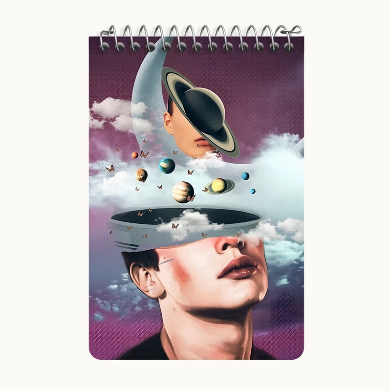 دفتر یادداشت 50 برگ خندالو طرح پرتره کهکشان کد F11084