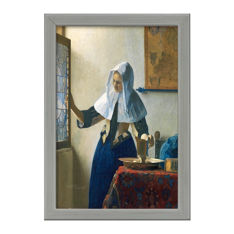 تابلو خندالو طرح نقاشی زن جوان با پارچ آب اثر یوهانس فرمیر کد F12432