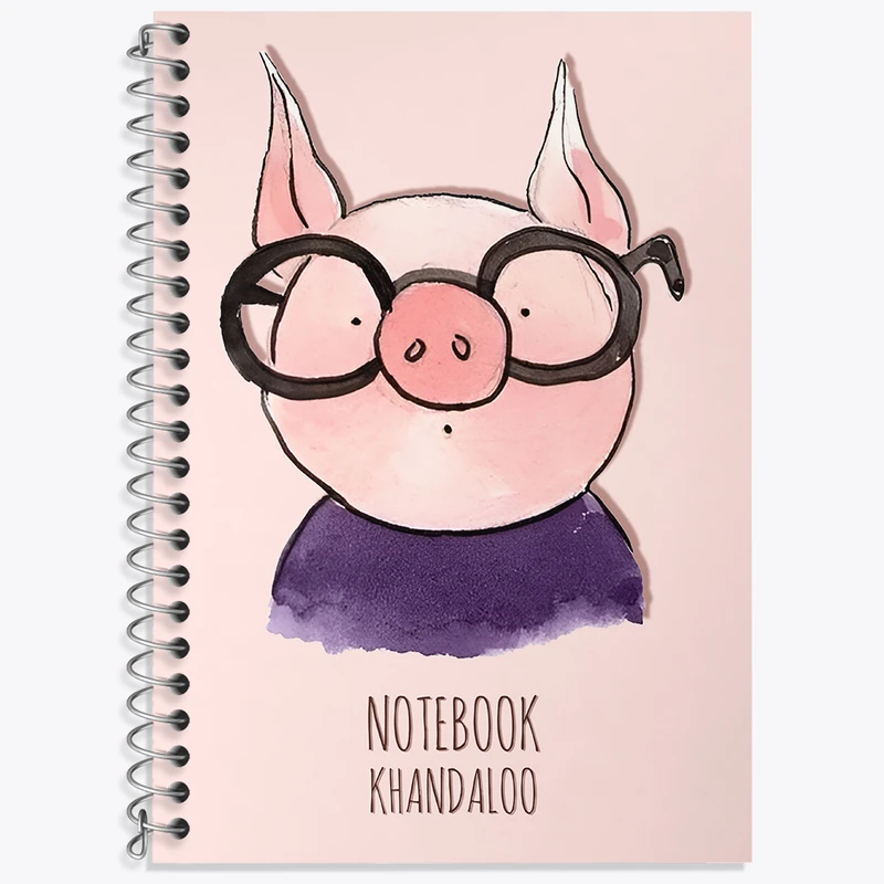 دفتر زبان دوخط 50 برگ خندالو طرح خوک بامزه کد N7776