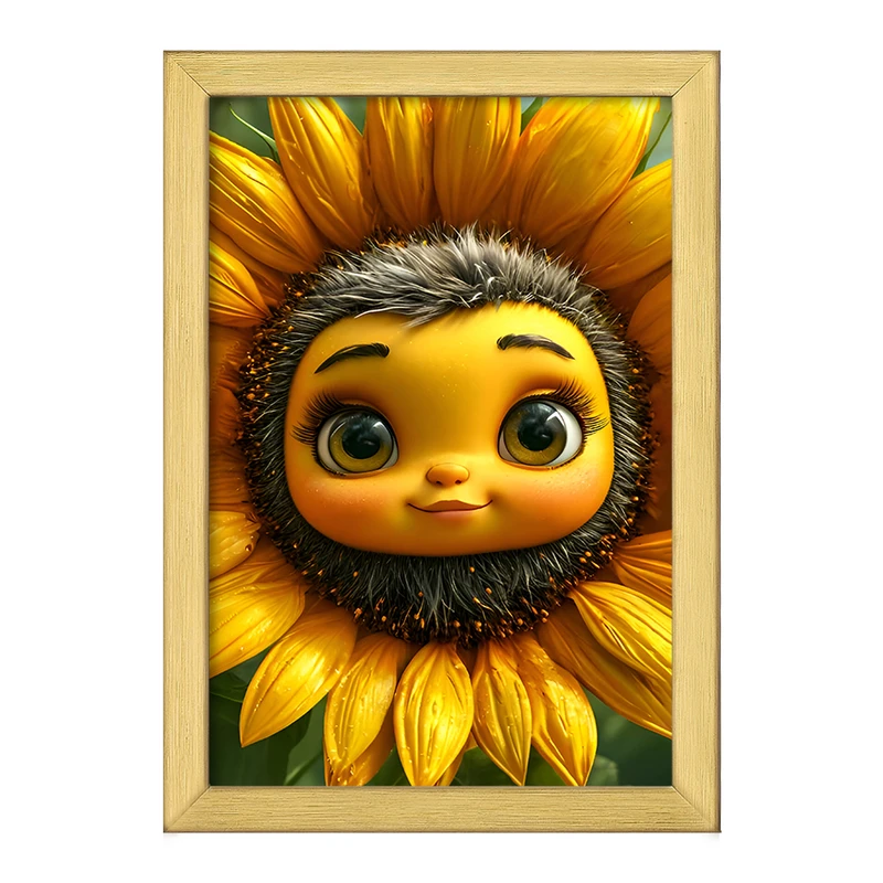 تابلو خندالو طرح گل آفتابگردان کیوت کد F8130