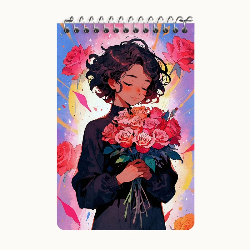 دفتر یادداشت 50 برگ خندالو طرح دختر و گل رز کد F6650