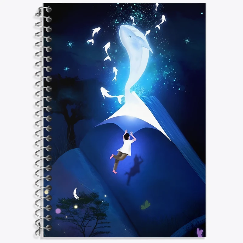 دفتر زبان 50 برگ خندالو مدل دو خط طرح دنیای کتاب ها کد F11067