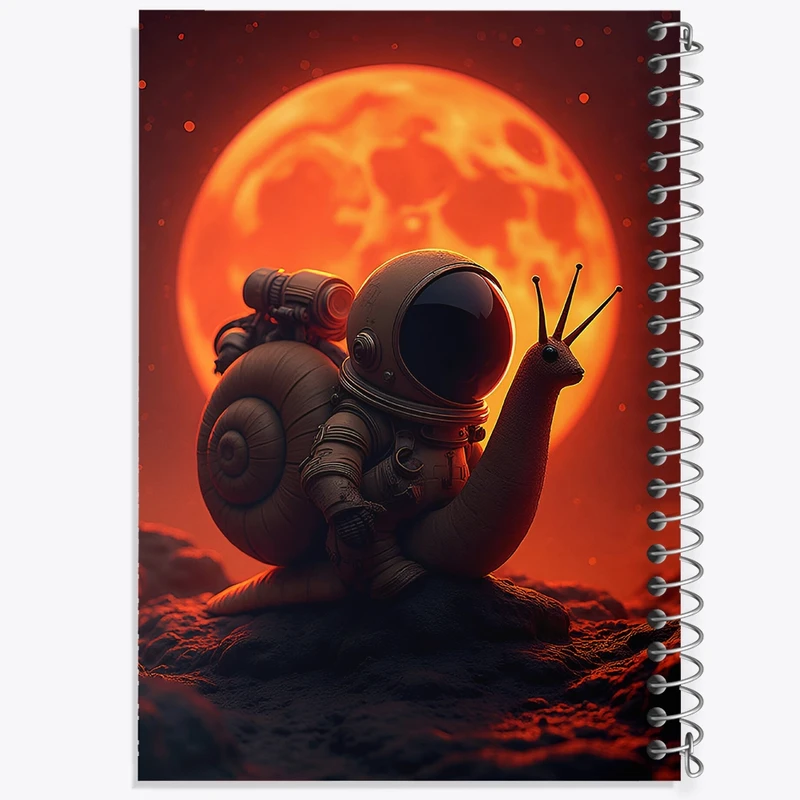 دفتر طراحی 50 برگ خندالو طرح فضانورد و حلزون کد N3350