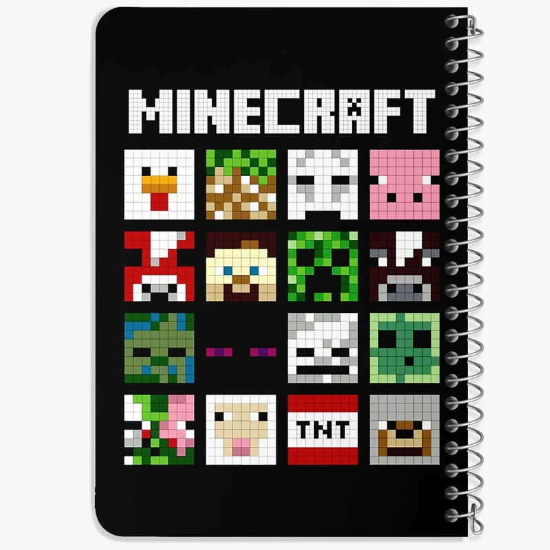 دفتر یادداشت 50 برگ خندالو طرح بازی ماینکرافت (Minecraft) کد 37006