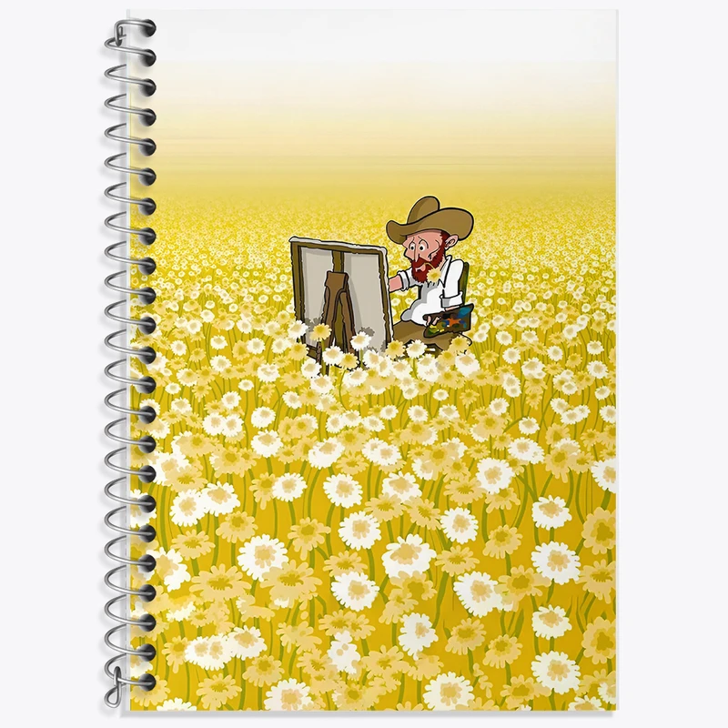 دفتر زبان دوخط 50 برگ خندالو طرح ونسان ونگوگ کد F8794