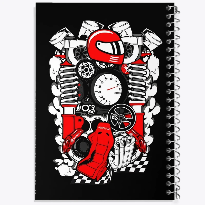 دفتر ژورنال نویسی 50 برگ خندالو مدل نقطه ای طرح رالی ماشین کد F4176