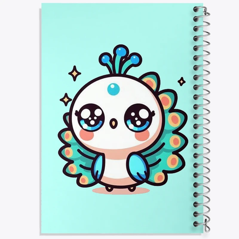 دفتر طراحی 50 برگ خندالو طرح طاووس کیوت کد N2590