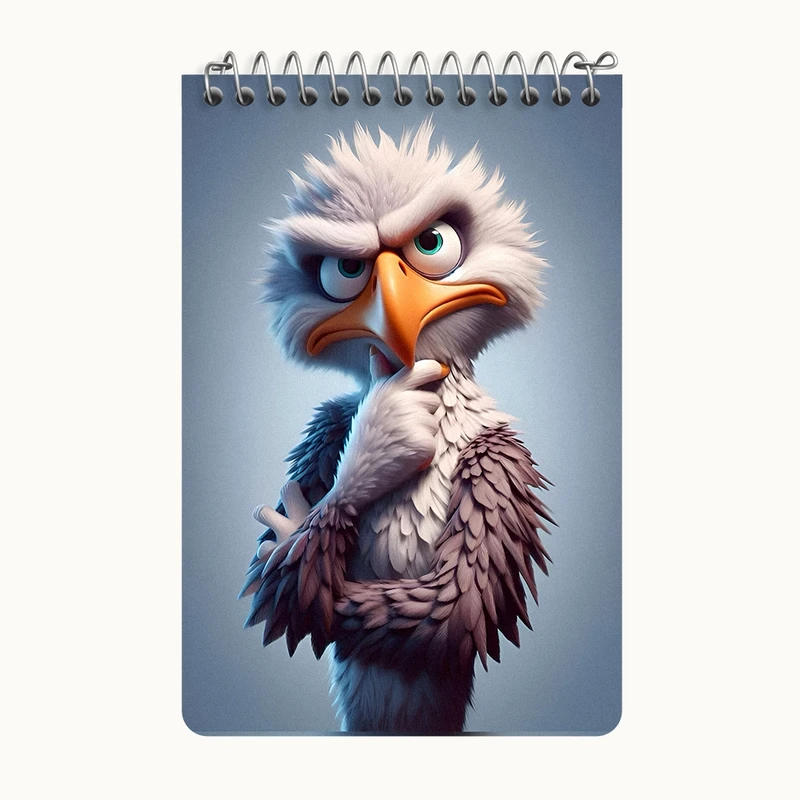 دفتر یادداشت 50 برگ خندالو طرح عقاب متفکر کد F7174