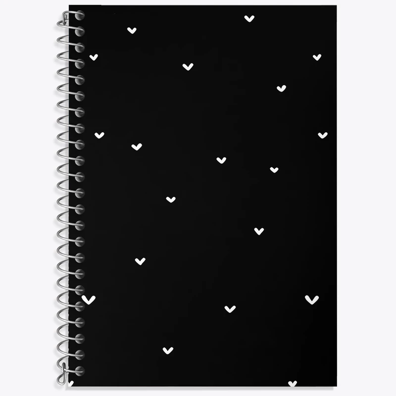 دفتر زبان 50 برگ خندالو طرح پترن مشکی قلب کد F3865