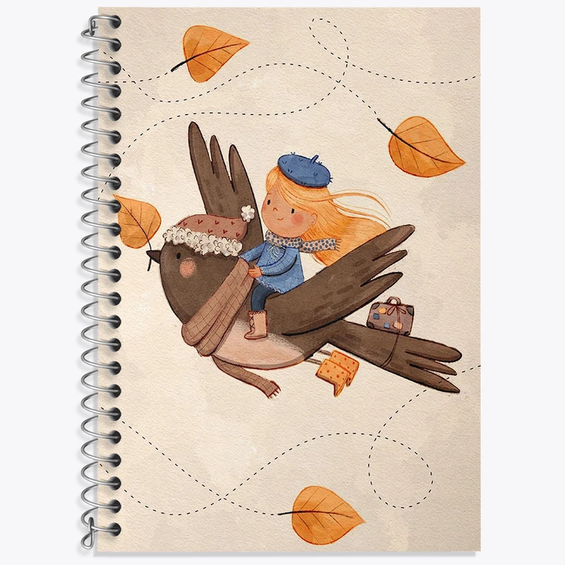 دفتر زبان 50 برگ خندالو طرح دختر و پرنده کد N6374