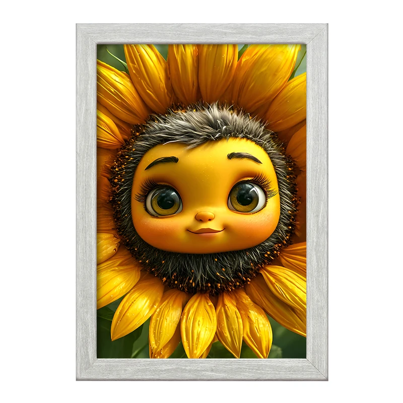 تابلو خندالو طرح گل آفتابگردان کیوت کد F8130