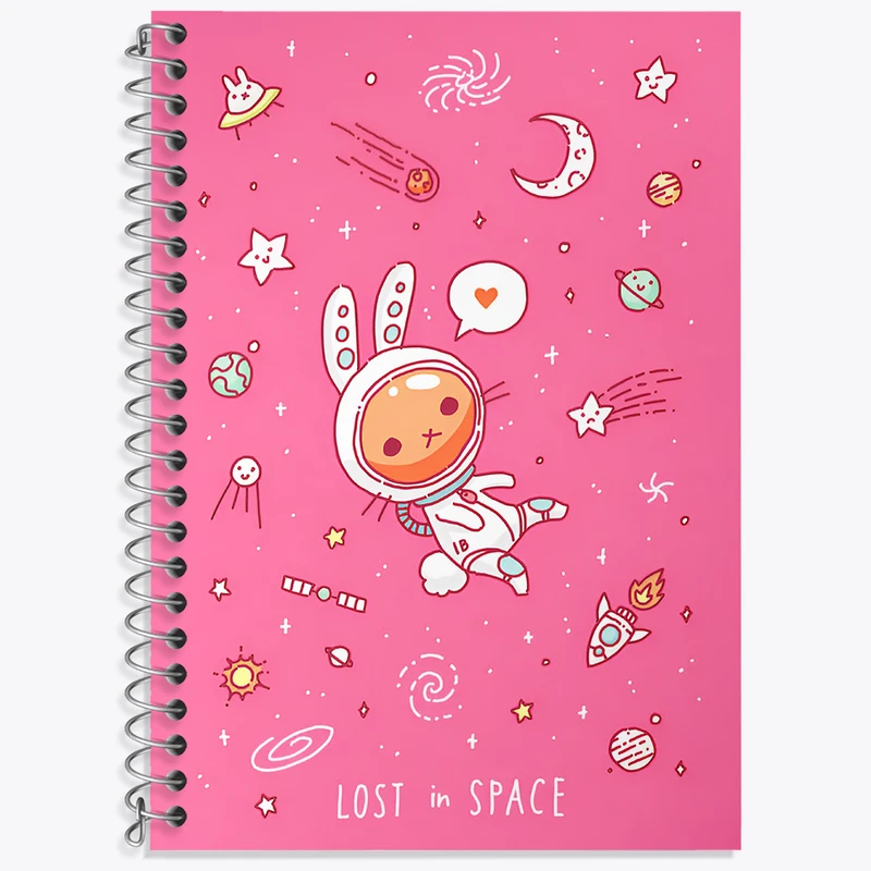 دفتر زبان 50 برگ خندالو مدل دو خط طرح گربه فضانورد کد N8170