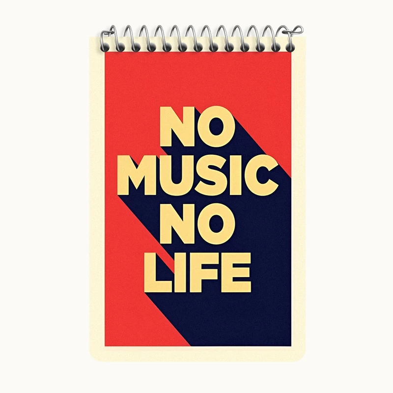 دفتر یادداشت 50 برگ خندالو طرح No Music No Life کد F7457