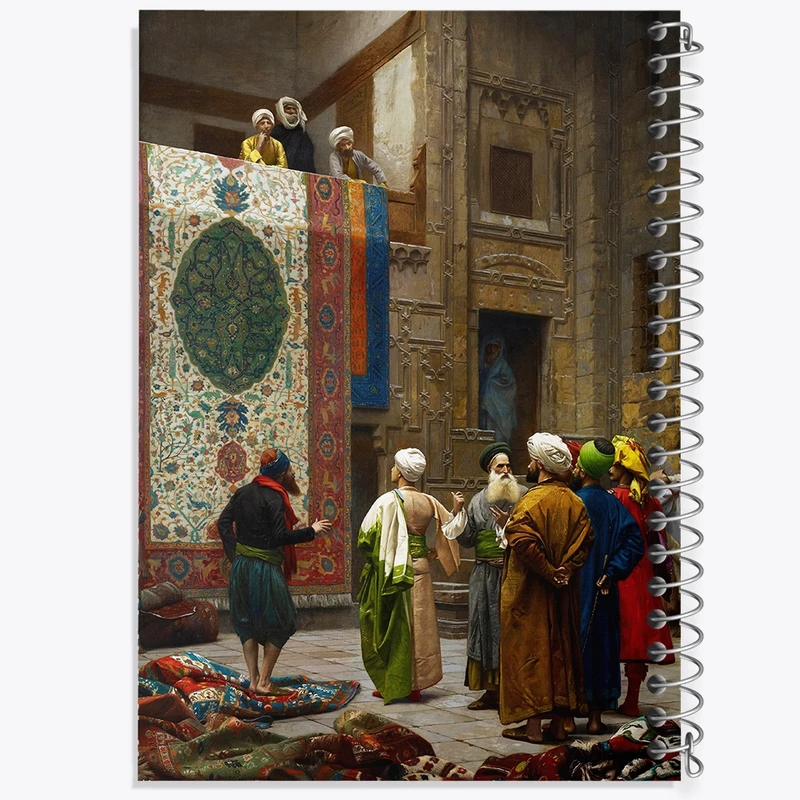 دفتر ژورنال نویسی 50 برگ خندالو مدل نقطه ای طرح نقاشی تاجر فرش اثر ژان لئون ژروم کد F12156