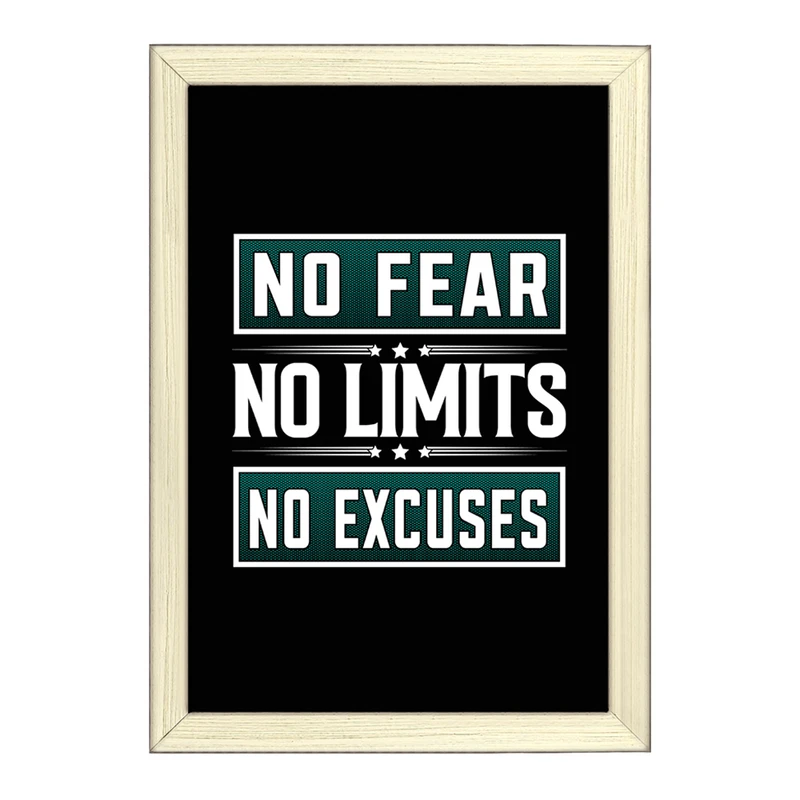 تابلو خندالو طرح No Fear No Limits No Excuses کد F1053