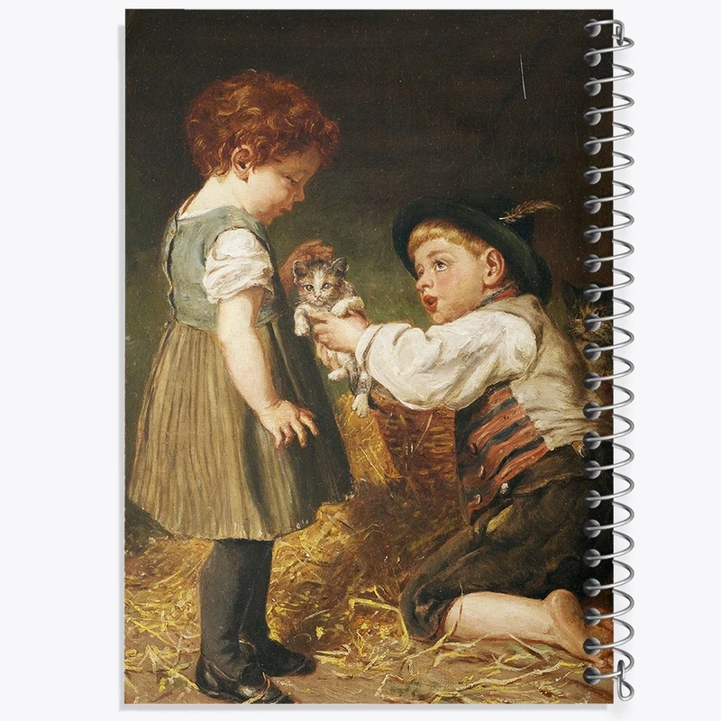 دفتر لیست خرید 50 برگ خندالو طرح نقاشی دو بچه با گربه ها اثر فلیکس شلزینگر کد F12311