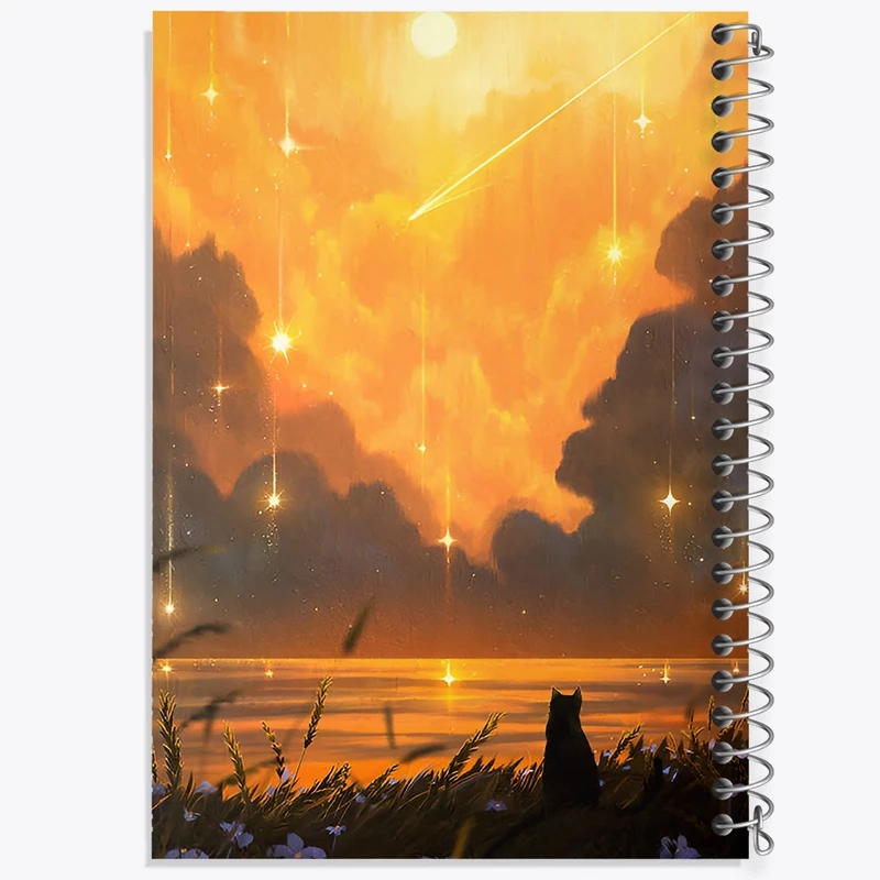 دفتر شطرنجی 50 برگ خندالو طرح گربه و منظره کد F11169