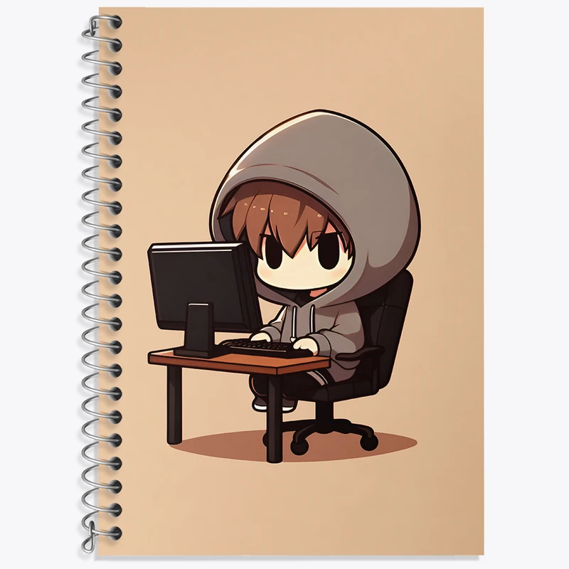 دفتر زبان 50 برگ خندالو مدل دو خط طرح هکر (Hacker) کد N6465