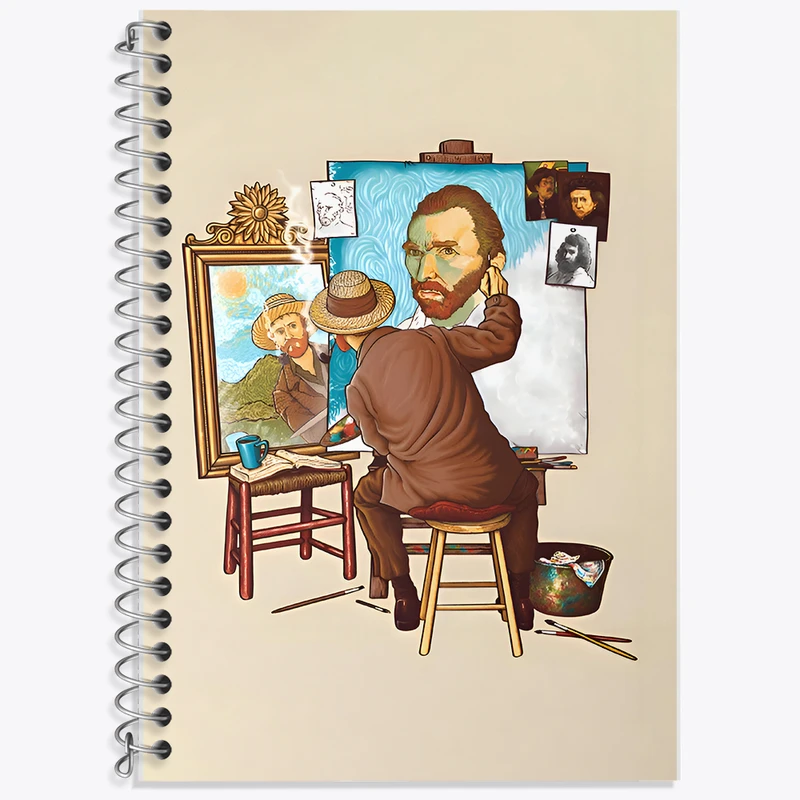 دفتر زبان 50 برگ خندالو مدل دو خط طرح ونسان ونگوگ کد F10643