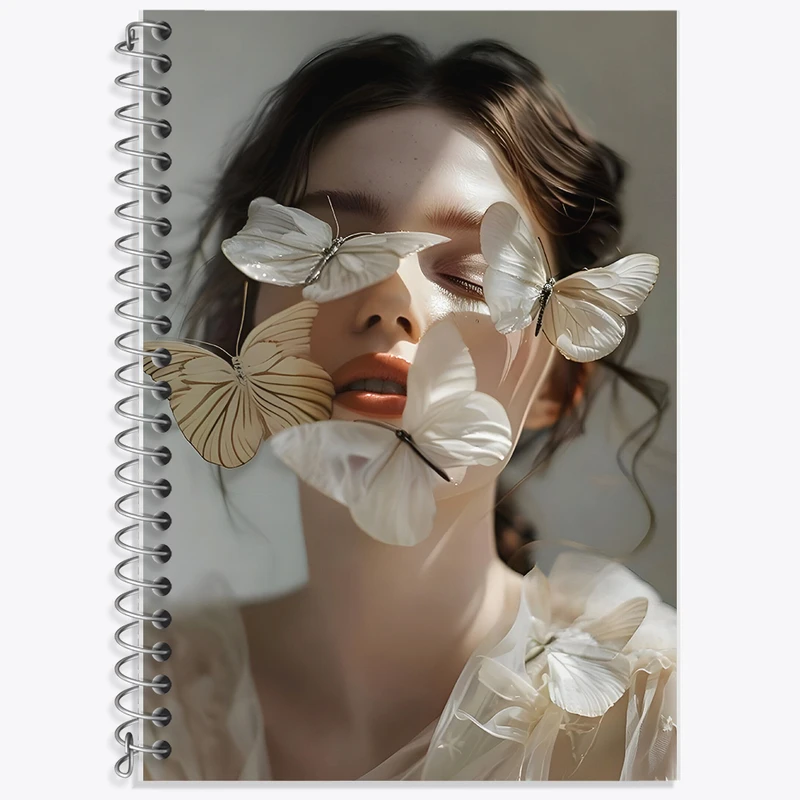 دفتر زبان دوخط 50 برگ خندالو طرح دختر و پروانه سفید کد F10705