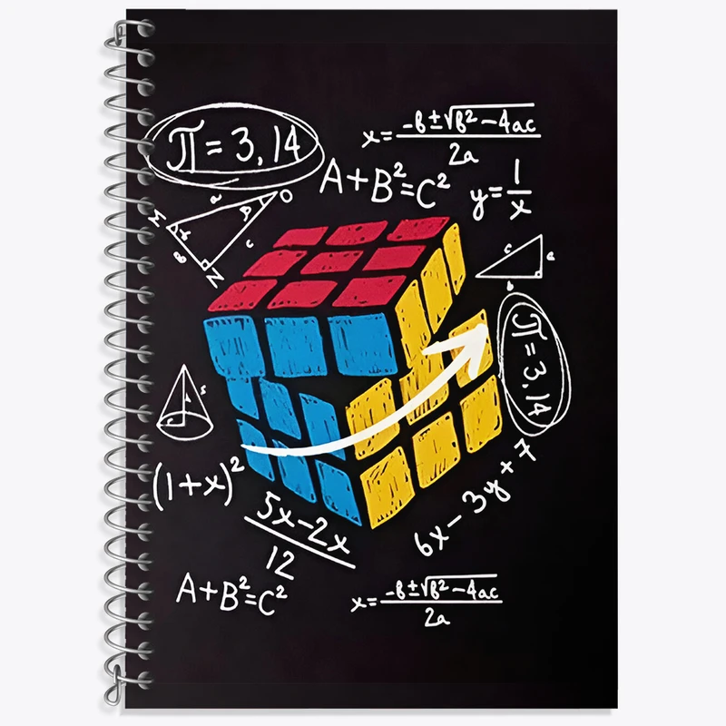 دفتر زبان دوخط 50 برگ خندالو طرح مکعب روبیک و ریاضی کد N6958