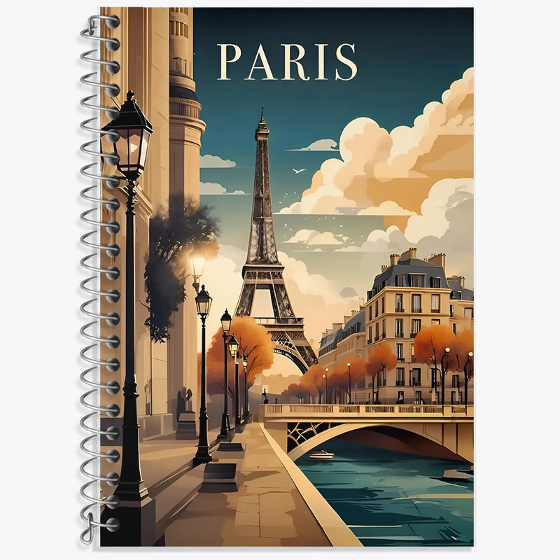 دفتر زبان 50 برگ خندالو مدل سه خط طرح پاریس (Paris) کد F12898