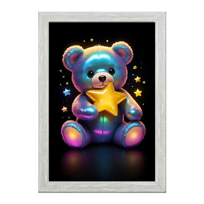 تابلو خندالو طرح خرس و ستاره ی کیوت کد F7056