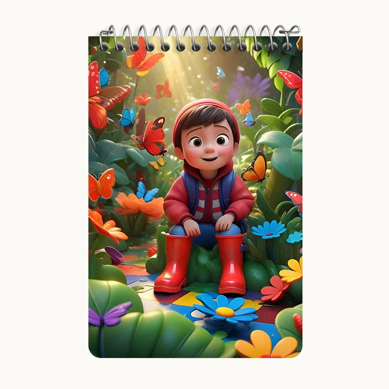 دفتر یادداشت 50 برگ خندالو طرح پسر و پروانه ها کد F6527