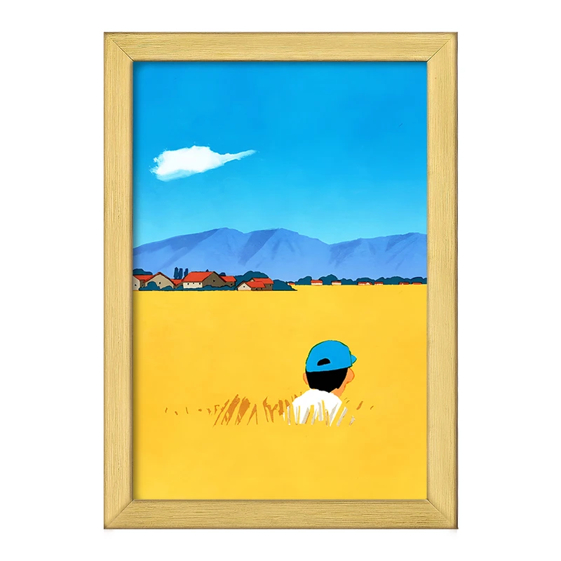 تابلو خندالو طرح پسر و گندم زار کد F8814