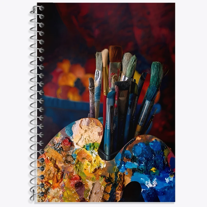 دفتر زبان 50 برگ خندالو مدل دو خط طرح قلمو و پالت نقاشی کد F11552