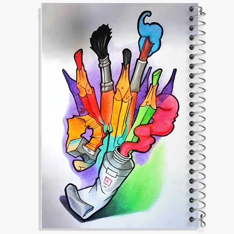 دفتر طراحی 50 برگ خندالو طرح مداد رنگی و مداد کد N3834