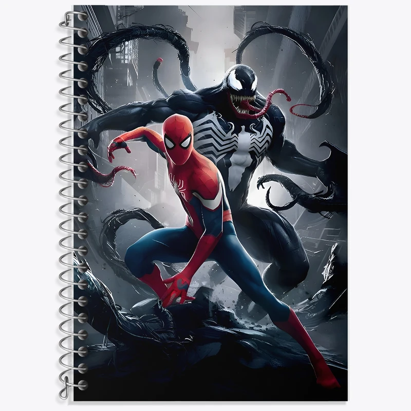 دفتر زبان 50 برگ خندالو مدل سه خط طرح مرد عنکبوتی ونوم کد F9126