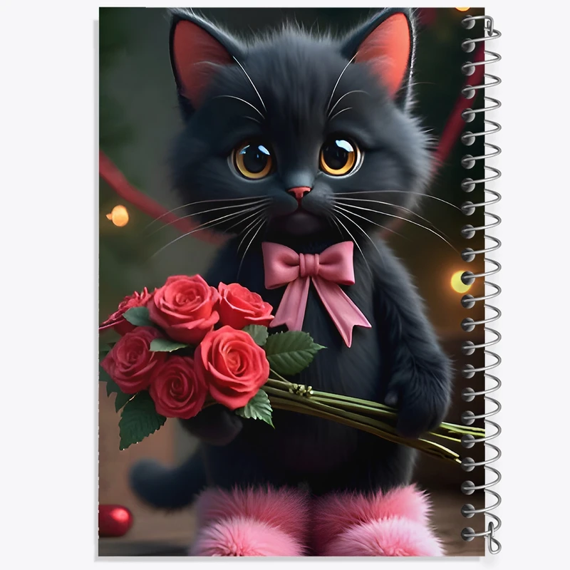 دفتر طراحی 50 برگ خندالو طرح گربه سیاه بامزه کد F9517