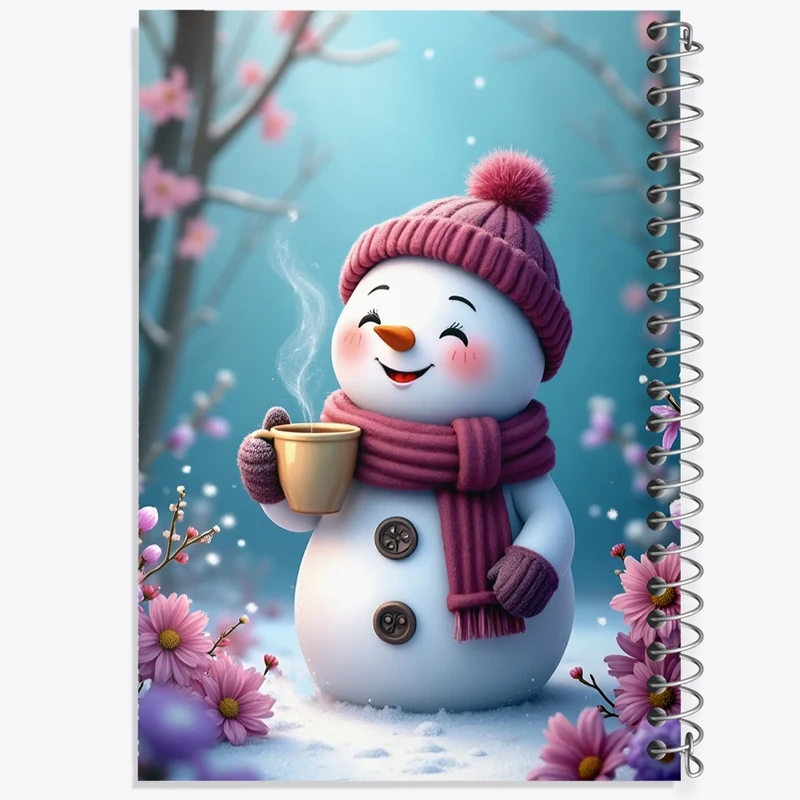 دفتر ژورنال نویسی 50 برگ خندالو مدل نقطه ای طرح آدم برفی بامزه کد F8707