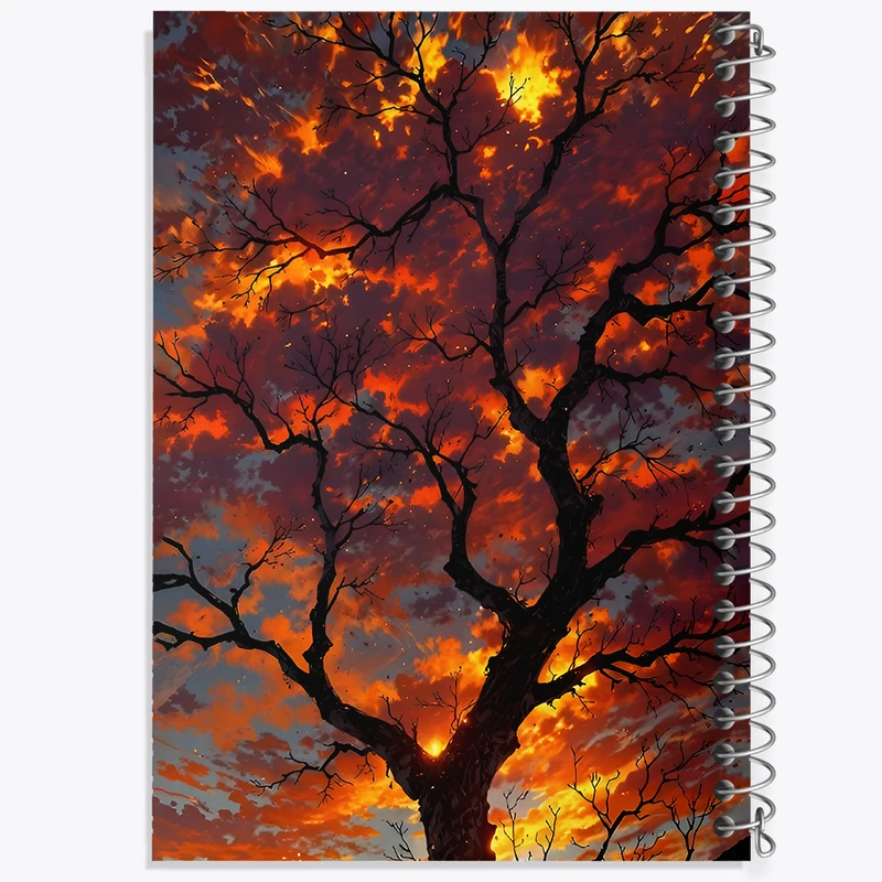 دفتر مشق 50 برگ خندالو طرح درخت و غروب کد F11605