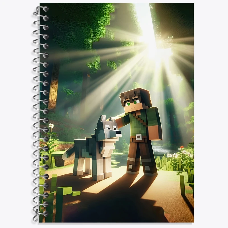 دفتر زبان 50 برگ خندالو مدل سه خط طرح ماینکرافت (Minecraft) کد F3537