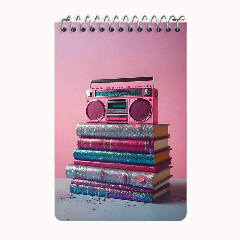 دفتر یادداشت 50 برگ خندالو طرح کتاب و ضبط صوت کد F11571