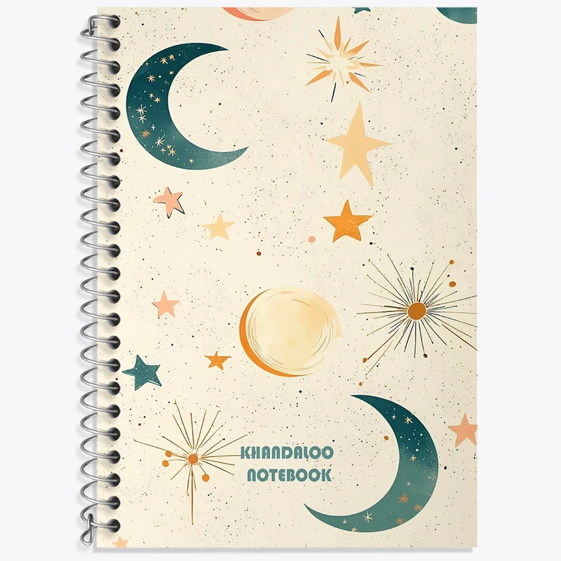 دفتر نت موسیقی 50 برگ خندالو طرح پترن ماه و ستاره  کد N7326