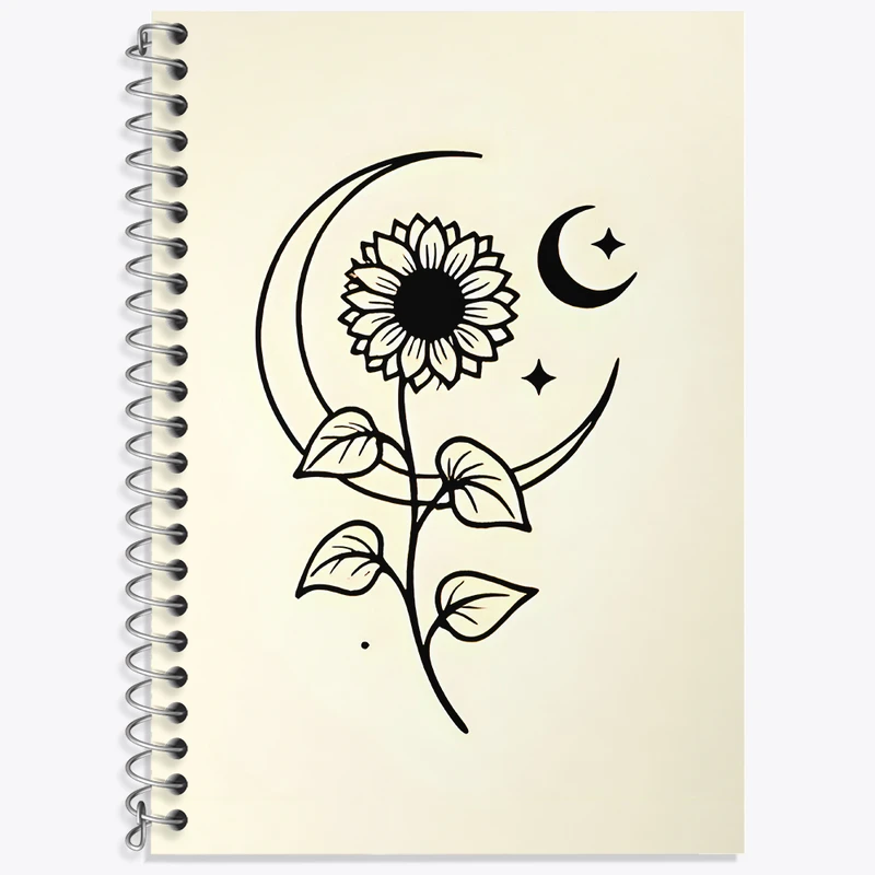 دفتر زبان 50 برگ خندالو مدل دو خط طرح ماه و گل کد N6752