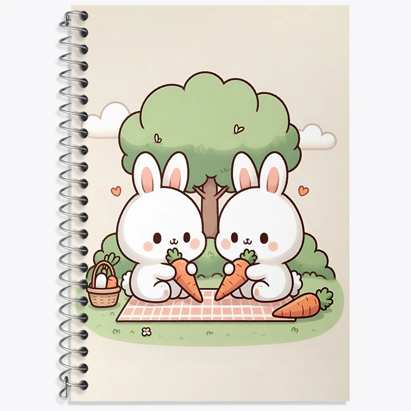 دفتر زبان 50 برگ خندالو مدل سه خط طرح خرگوش های بامزه کد N6263