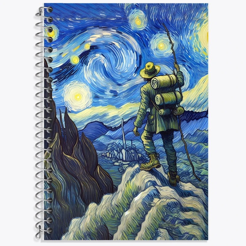 دفتر زبان 50 برگ خندالو مدل سه خط طرح ونسان ونگوگ کد F8782